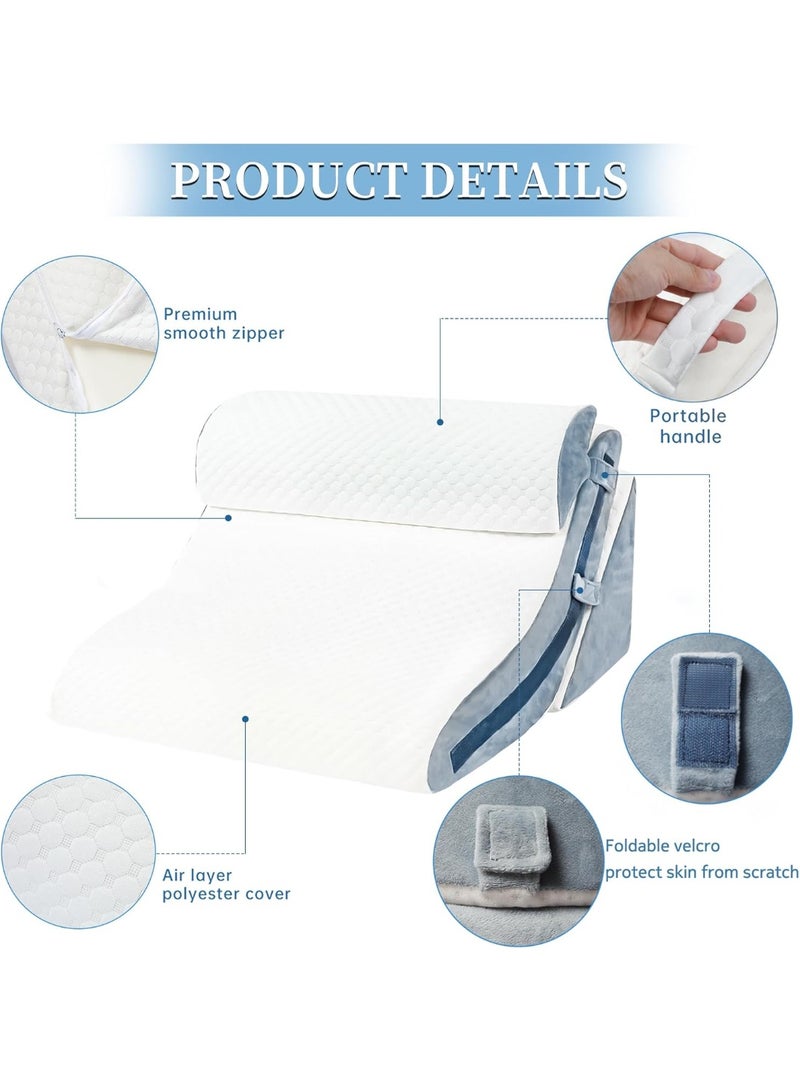 3PCS Bed Wedge Pillow for Sleeping, Memory Foam Reading Pillow for Adults, L 27.1" x H 23.6" Adjustable Body Pillow for Side Sleeper, Storage Bag Included - Image 3